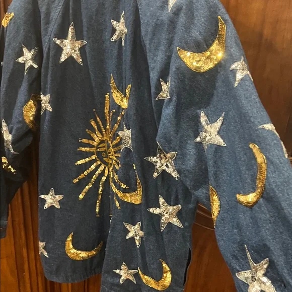 Vintage 1980’s Modi Denim Jacket with Gold Moons and Silver Stars - Picture 10 of 12